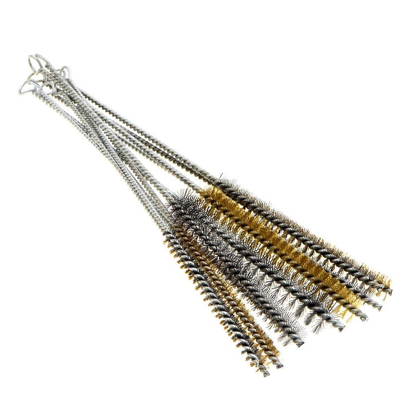 YXQ 12Pcs Tube Brush Kit Stainless Steel/Brass Round Wire Pipe Cleaner Long-Handle Metal Bristle Cleaning for Auto Parts, Bottles, 12 inch X 6mm/8mm/10mm/12mm/15mm/20mm - Image 1